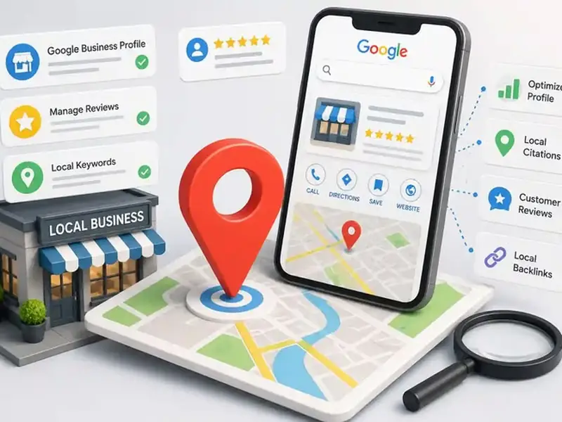 Küçük işletme sahibi için  Yerel SEO Taktikleri ve Google Haritalar optimizasyon rehberi görseli